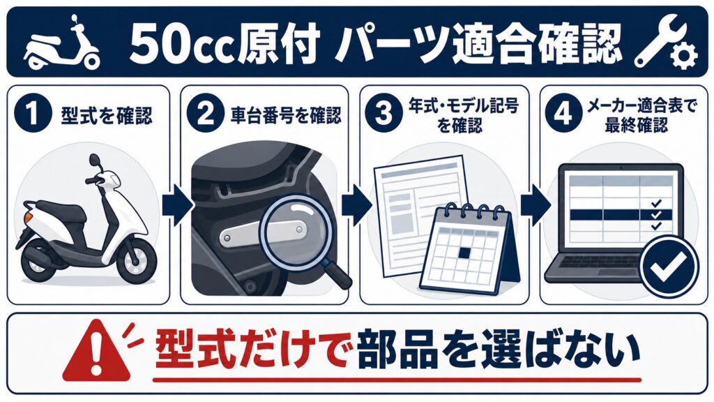 50cc原付 パーツ適合確認