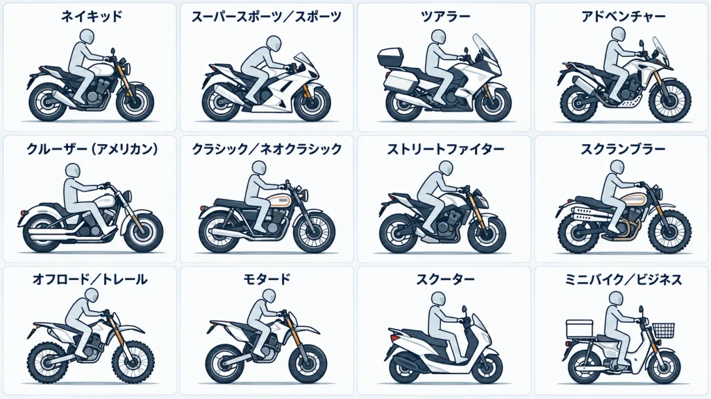 バイク 代表12タイプの図